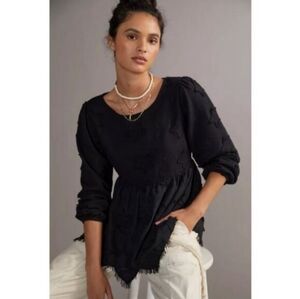 Anthropologie Forever That Girl Black Star Babydoll Empire Top Size Medium